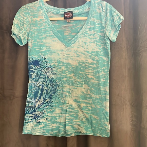 Harley Davidson short sleeve v-neck shirt - Picture 1 of 6